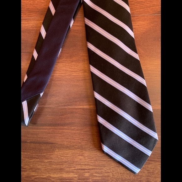 TOMMY HILFIGER Black Silk Striped Repp Tie - Picture 6 of 10